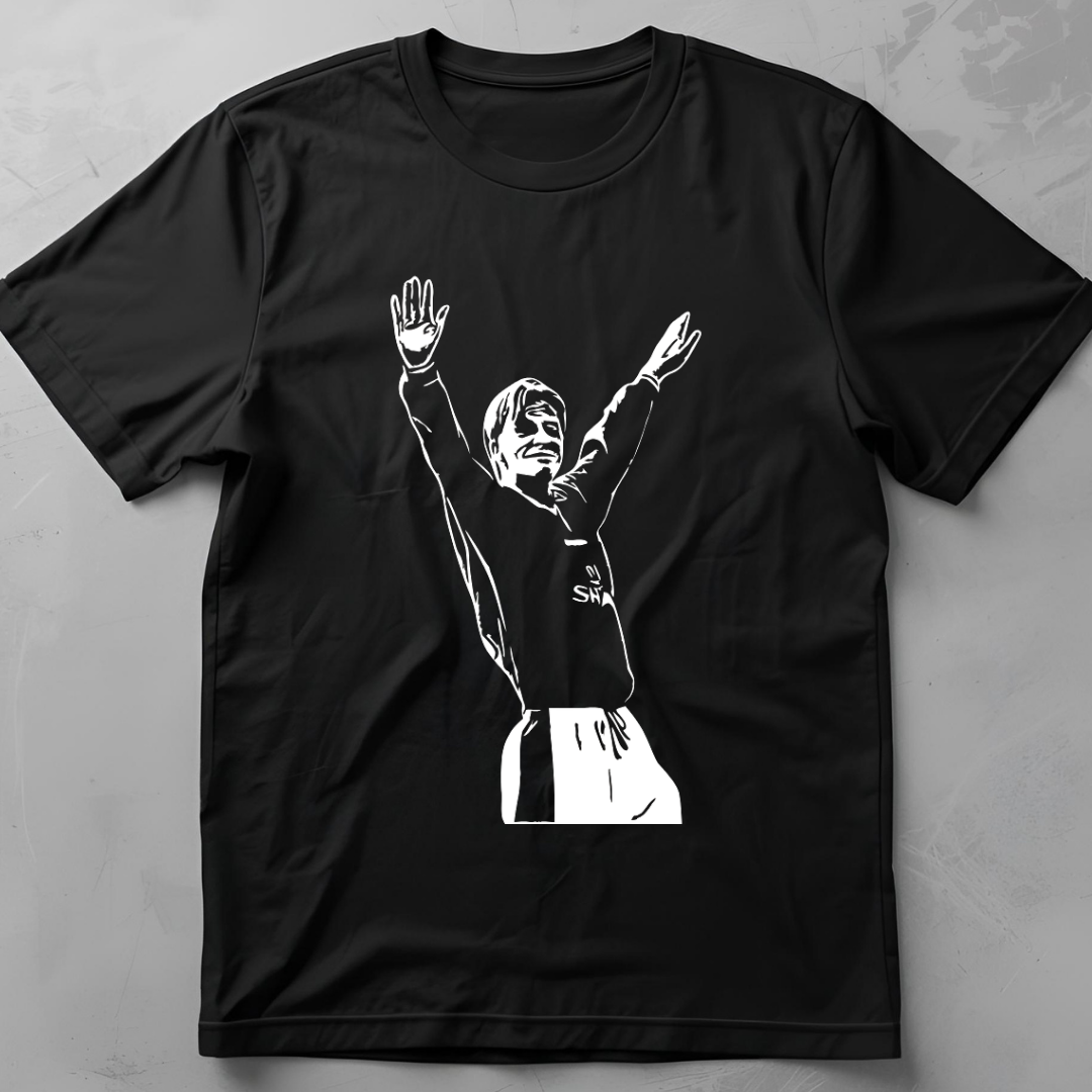 Golden Right Foot (David Beckham) - flatlay tee mockup