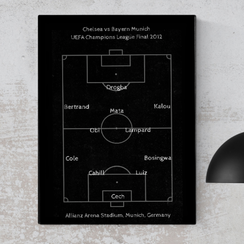 Chelsea 2012 team lineup aluminium wall art (A4)