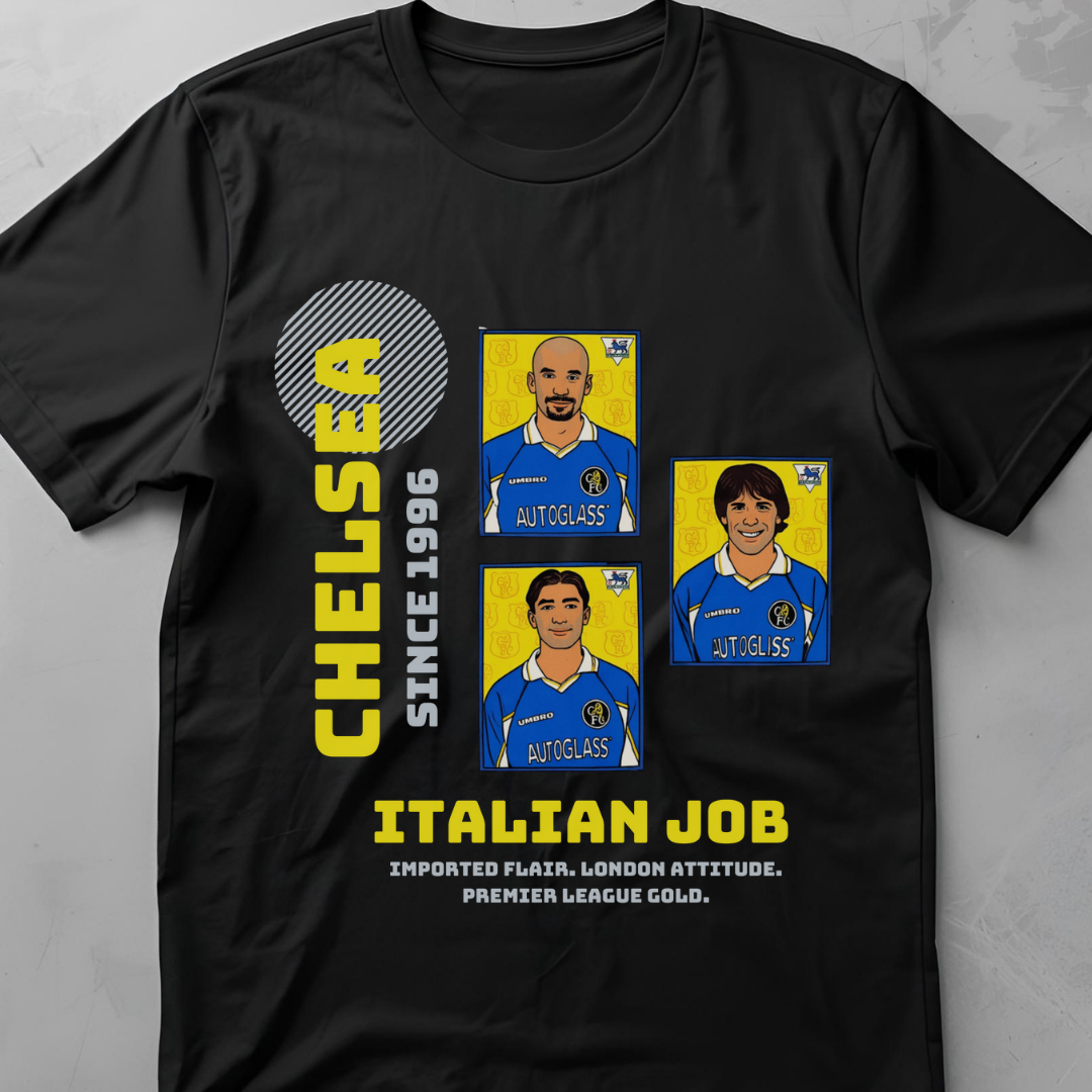 Italian Job (Chelsea 96-99) - flatlay tee mockup