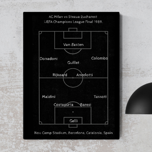 AC Milan 1989 team lineup aluminium wall art (A4)
