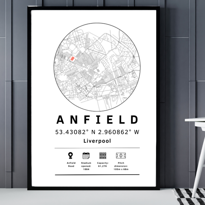 Anfield Stadium Map Print