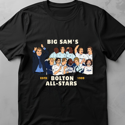 Big Sam's All-Stars (Bolton) - flatlay tee mockup