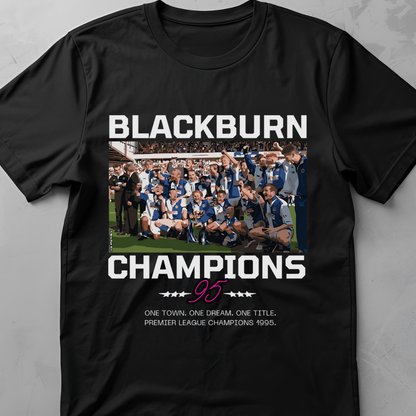 Champions 95 (Blackburn Rovers) - flatlay tee mockup