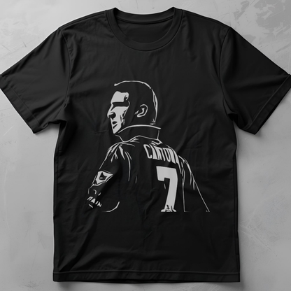 Collar Up King (Cantona) - flatlay tee mockup