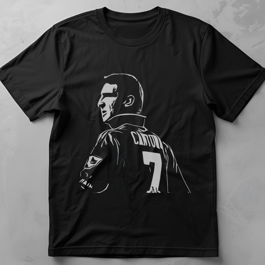 Collar Up King (Cantona) - flatlay tee mockup