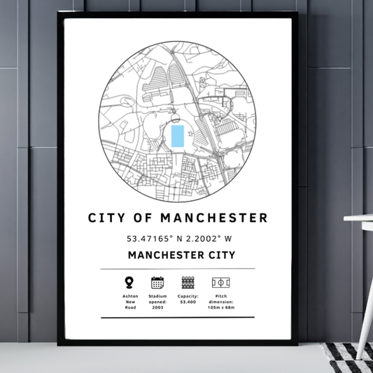 City of Manchester Stadium Map Print