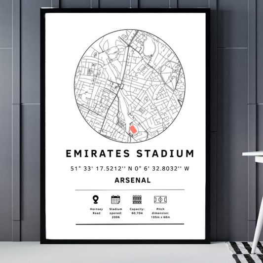 Emirates Stadium Map Print