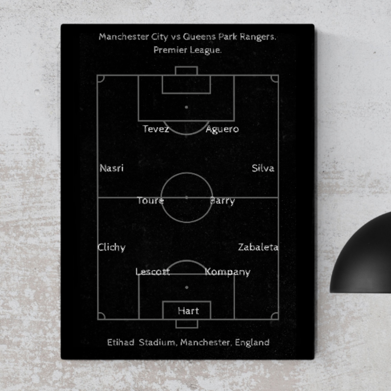 Manchester City 2011-12 team lineup aluminium wall art (A4)