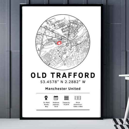 Old Trafford Stadium Map Print