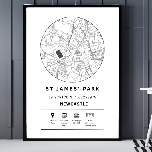 St James' Park Stadium Map Print