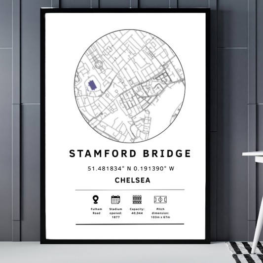Stamford Bridge Stadium Map Print
