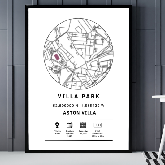 Villa Park Stadium Map Print