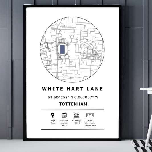 White Hart Lane Stadium Map Print