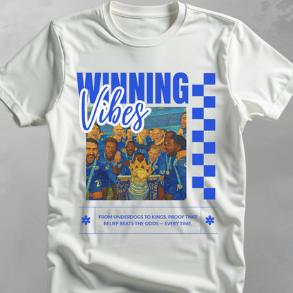 Winning Vibes (Leicester 2016) - flatlay tee mockup